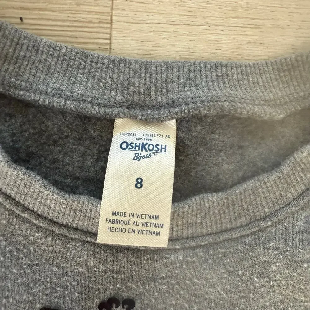 OshKosh B'Gosh Girls Unicorn Sequin Sweater Shirt Grey Size 8